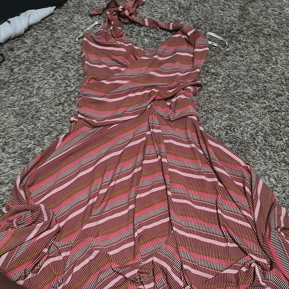 Vintage Striped Halter Neck Dress